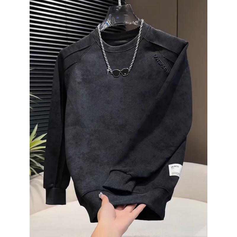Herren Trendy Tie-Dye Buchstaben Sweatshirt - Rundhals, Lässiges Oversized Herbst T-Shirt