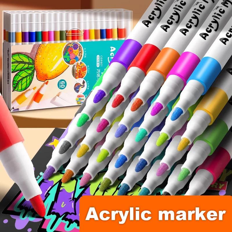 24/36/48 Colors Acrylic Paint Pens Markers for Wood Rock Painting Canvas Stone Glass Metal Ceramic Surfaces DIY Crafts