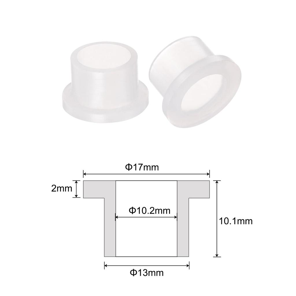 uxcell 4pcs Flanged Sleeve Bearing Plastic Bushing 10.2mm Inner Diameter x 13mm Outside Diameter x 10.1mm Length Nylon Bushing White