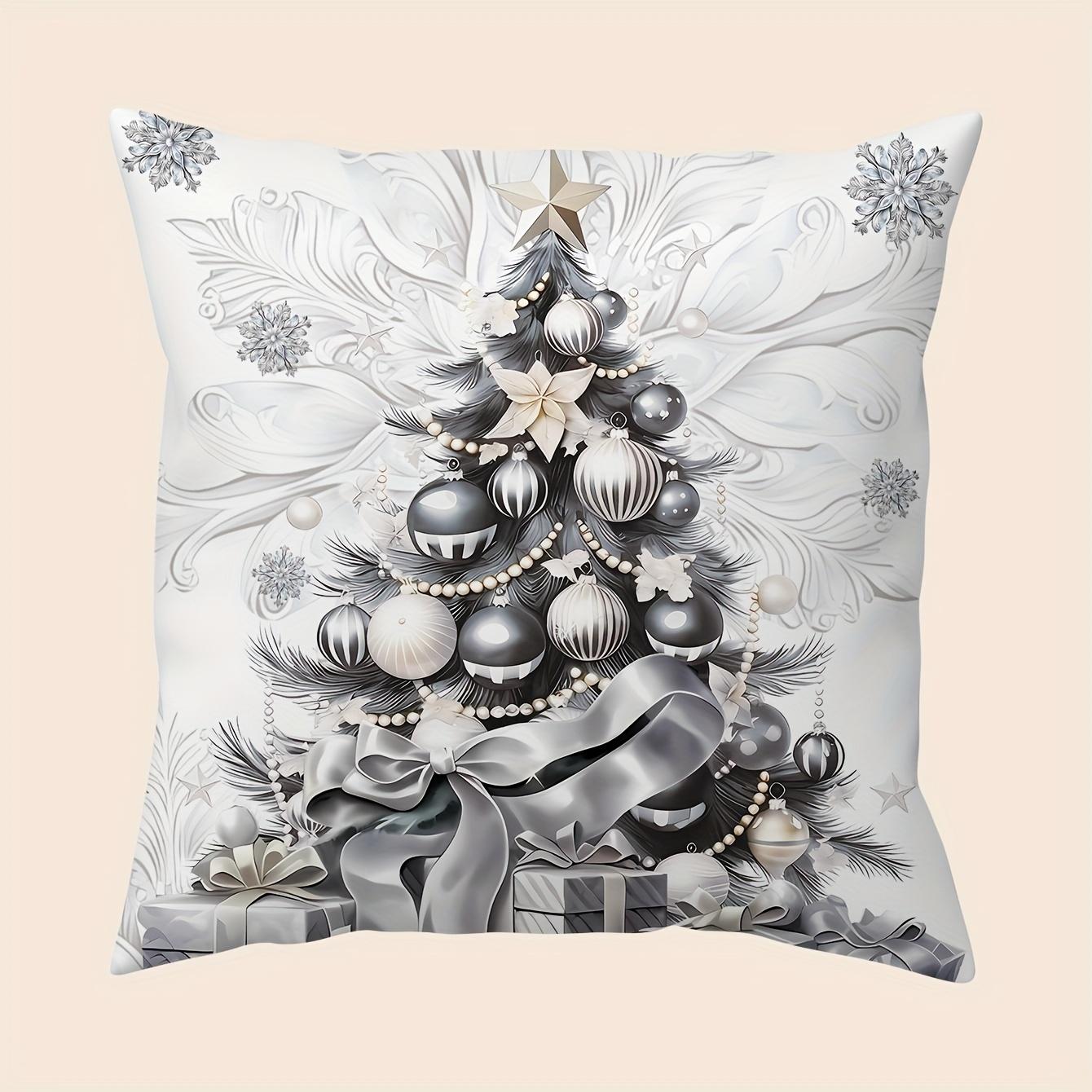 

1 шт. Набор ультрамягких плюшевых рождественских наволочек - праздничный дизайн красного и зеленого цветов, идеально подходит для декора дома и автомобиля 450mm*450mm