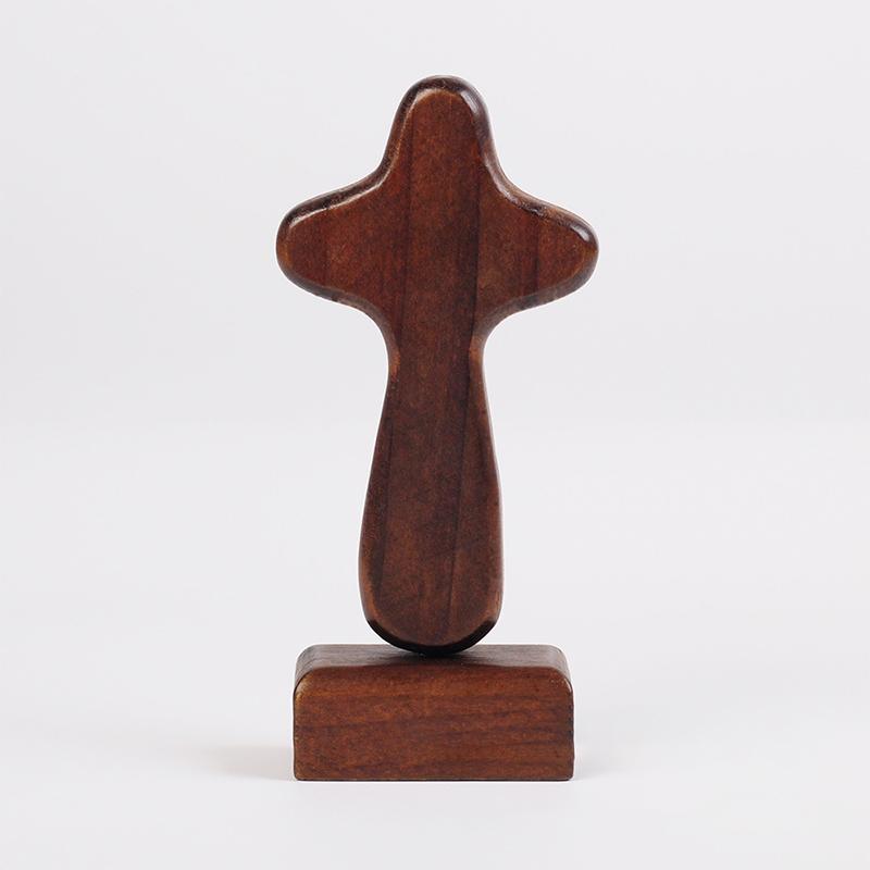 

High Quality Magnetic Base Wood Cross Statue Handicraft Vintage Cross Ornament Portable Standing Crosses Figurine Office Desktop
