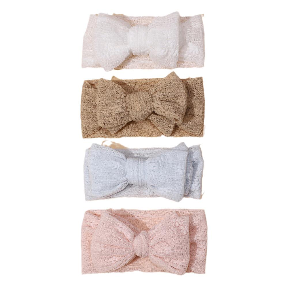 Newborn Princess Embroidered Bow Mesh Headband for Girls