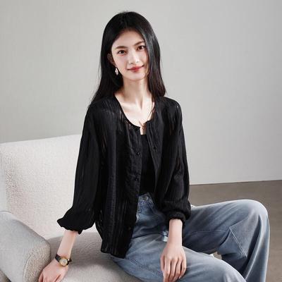 SOFSIL 2026 Spring Silk Blend Long Sleeve Blouse for Women