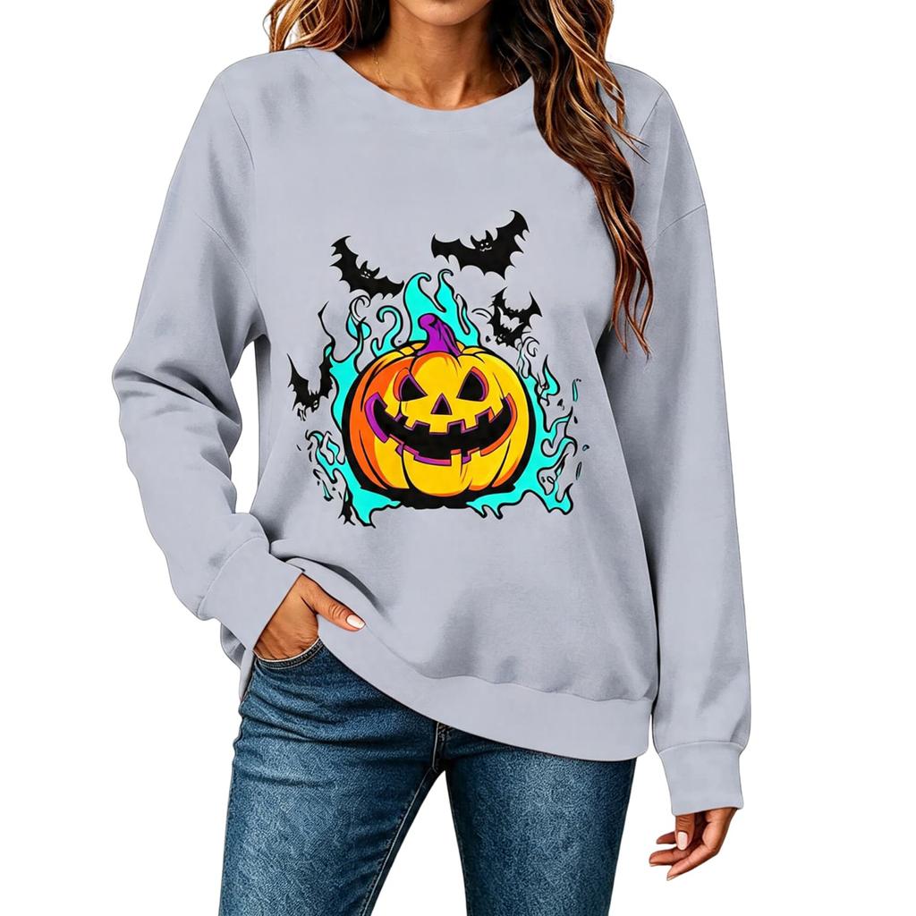 Women's Fashionable and Casual Halloween Print Pullover Hoodie