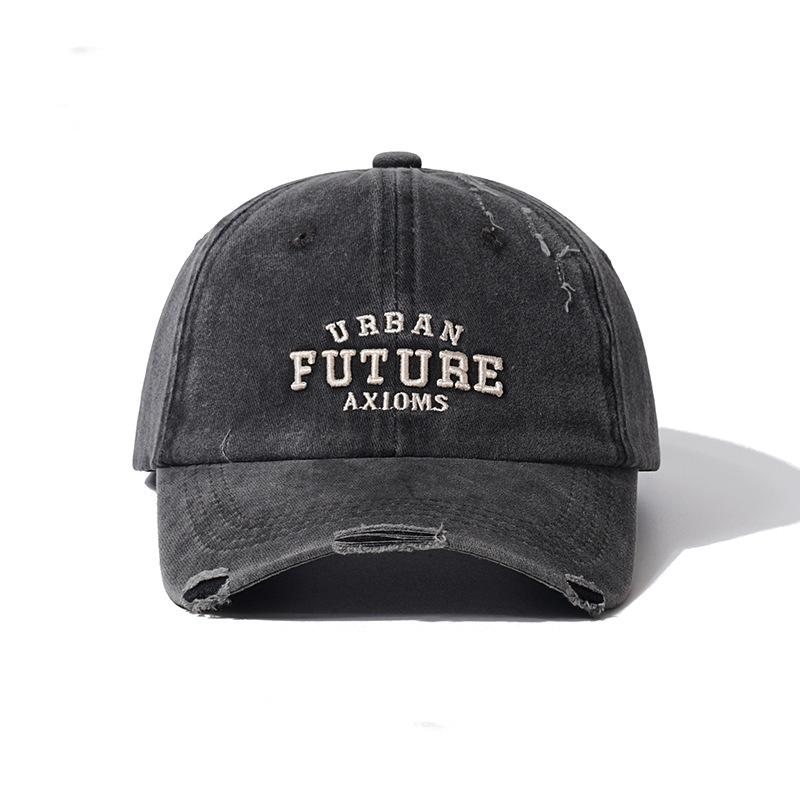 Trendy fashion hole washed old baseball cap spring and summer street versatile men's and women's green sun hat