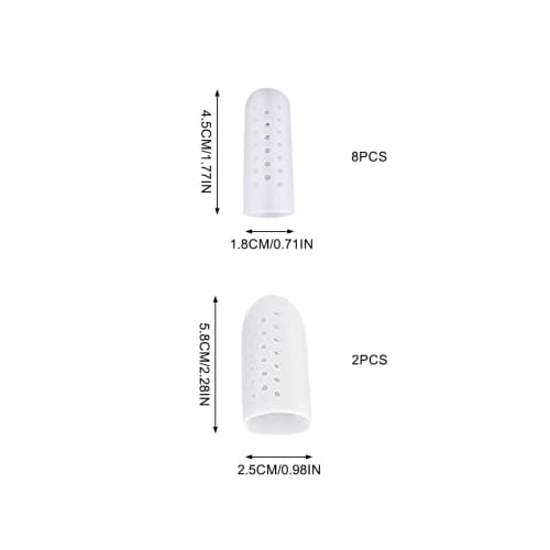 Yirdapall Toe and Nail Caps, Silicone Toe Sleeves, Breathable, Washable, Relieves Friction and Pain, Unisex (2 Large, 8 Small)