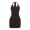 Summer New Sexy Low-cut Collar Sleeveless Tight Hip-wrapped Dress for Women