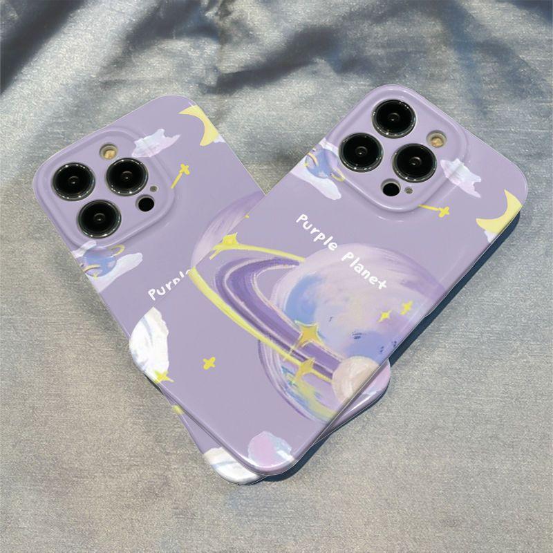 Applicable to Apple 11promax mobile phone case iPhone11 film hard case romantic purple 11 planet mobile phone case