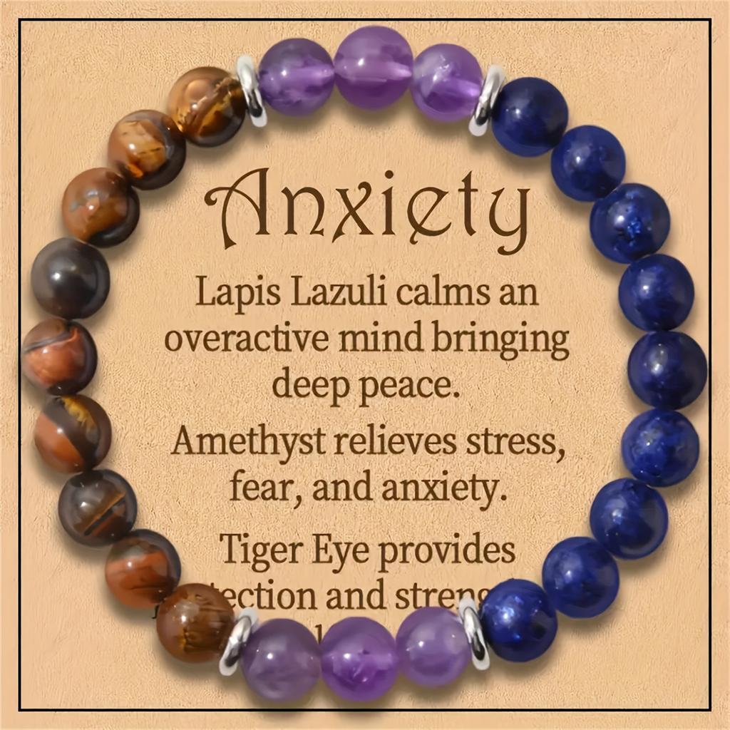 Anti-anxiety beaded bracelet, natural  crystal bracelet, yoga beads, chakra bracelet, handmade  , soothing  eye bracelet