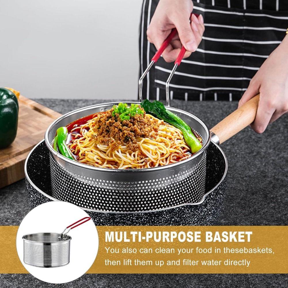 Easy Clean Oil Pan Strainer Stainless Steel Deep Frying Basket Cooking Basket  Kitchen Tool