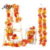 Autumn Artificial Garland 100/175CM Maple Leaf UV Resistant Fall Halloween Thanksgiving Vine Day Harvest Festival Mantle Porch Indoor Outdoor