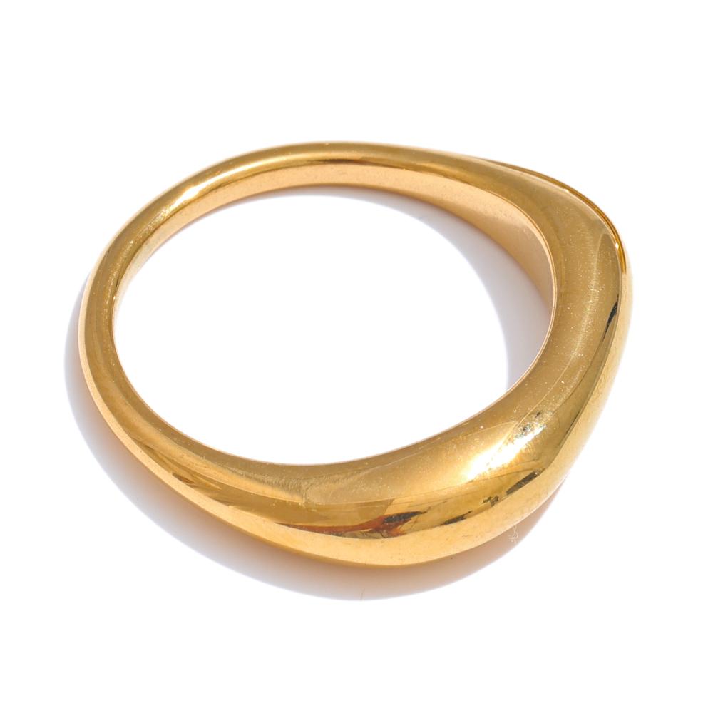 Yhpup Two Styles Same Series Minimalist Unique Stainless Steel Chic Textured Golden Ring 18K PVD Plated Japan Exquisite Jewelry