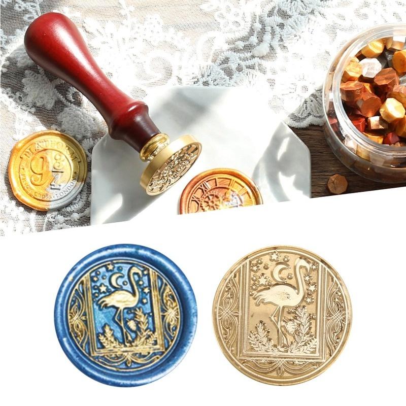 1 Set 3CM Wax Seal Stamp Star Sky Series Wax Stamp Swan Mermaid Flying Dragon Sealling Wax Wood Handle Tool