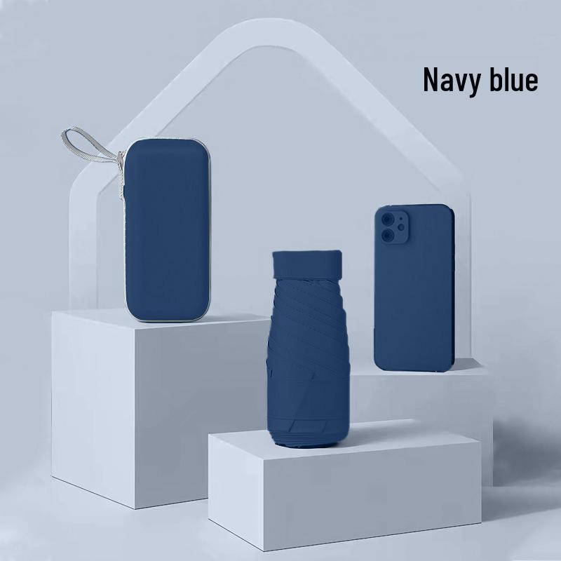 Flat Five-Fold Thickened Umbrella: Compact Sun & Rain Protection with UV Protection for Students & Girls.