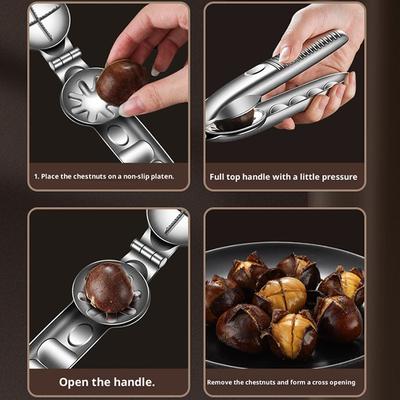 Heavy-Duty Chestnut Cracker Portable Nut Opener Cutte Stainless Steel Chestnut Clip with Non-Slip Handle Chestnut Opener Tools