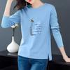 T-shirt da Donna in Puro Cotone a Manica Lunga con Spacco e Girocollo, Vestibilità Larga, per Primavera e Autunno