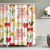 Cortina de Chuveiro para Banheiro com Padrões de Animais Fofos Ideal para Decoração de Quarto Infantil Capa de Tapete de Banheiro Impermeável em Poliéster com Flor Amarela