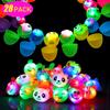 Paquete de 28 Anillos LED de Gelatina con Forma de Huevo de Pascua para Favores de Fiesta de Cumpleaños para Niños, Premios, Juguetes Intermitentes, Niños