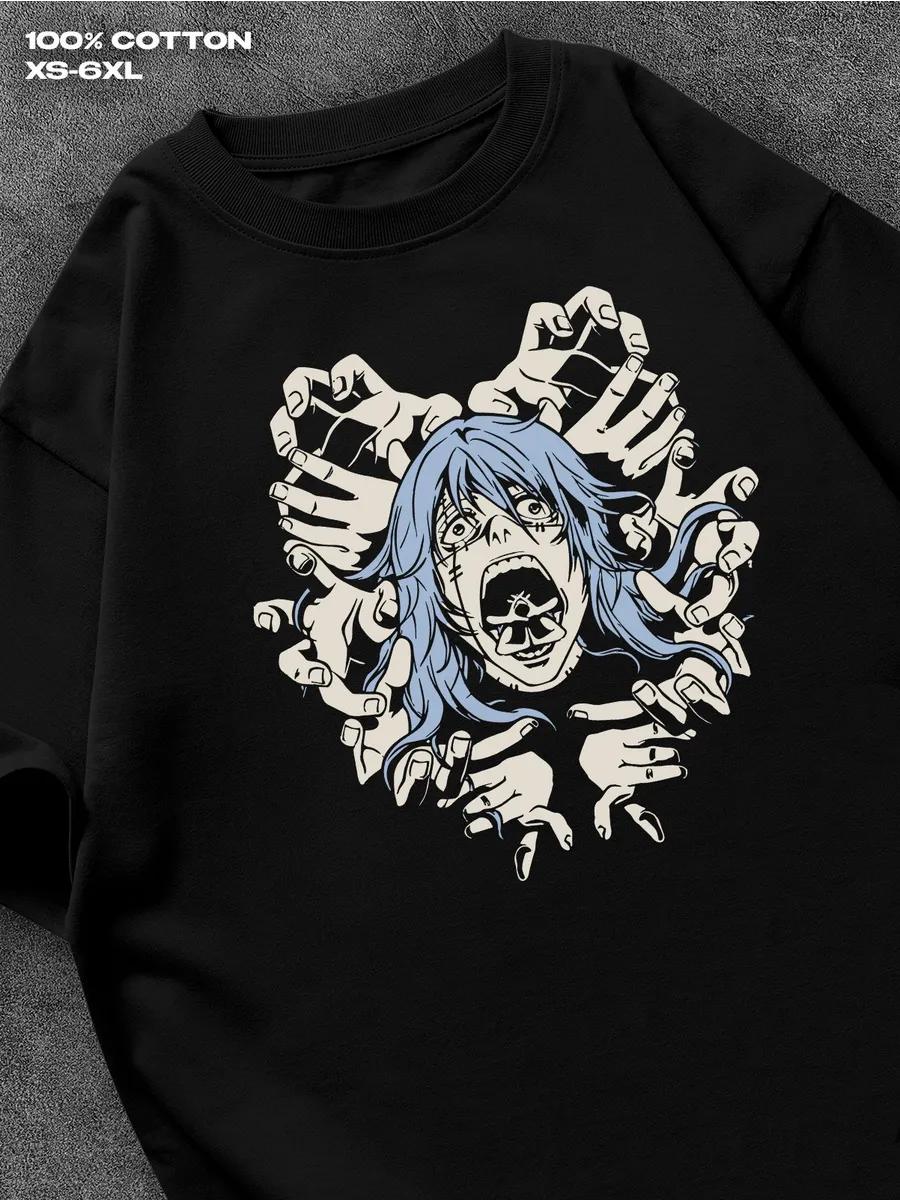 

Jujutsu Kaisen Махито черная футболка Мужская футболка Женские футболки с принтом букв Короткий рукав Футболка Повседневная уличная футболка Топ XL