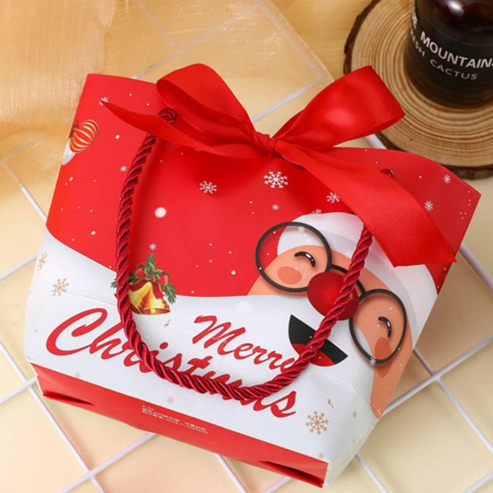 10pcs Cute Christmas Fruit Packaging Box Handheld Candy Box Christmas Gift Bag  Chocolate