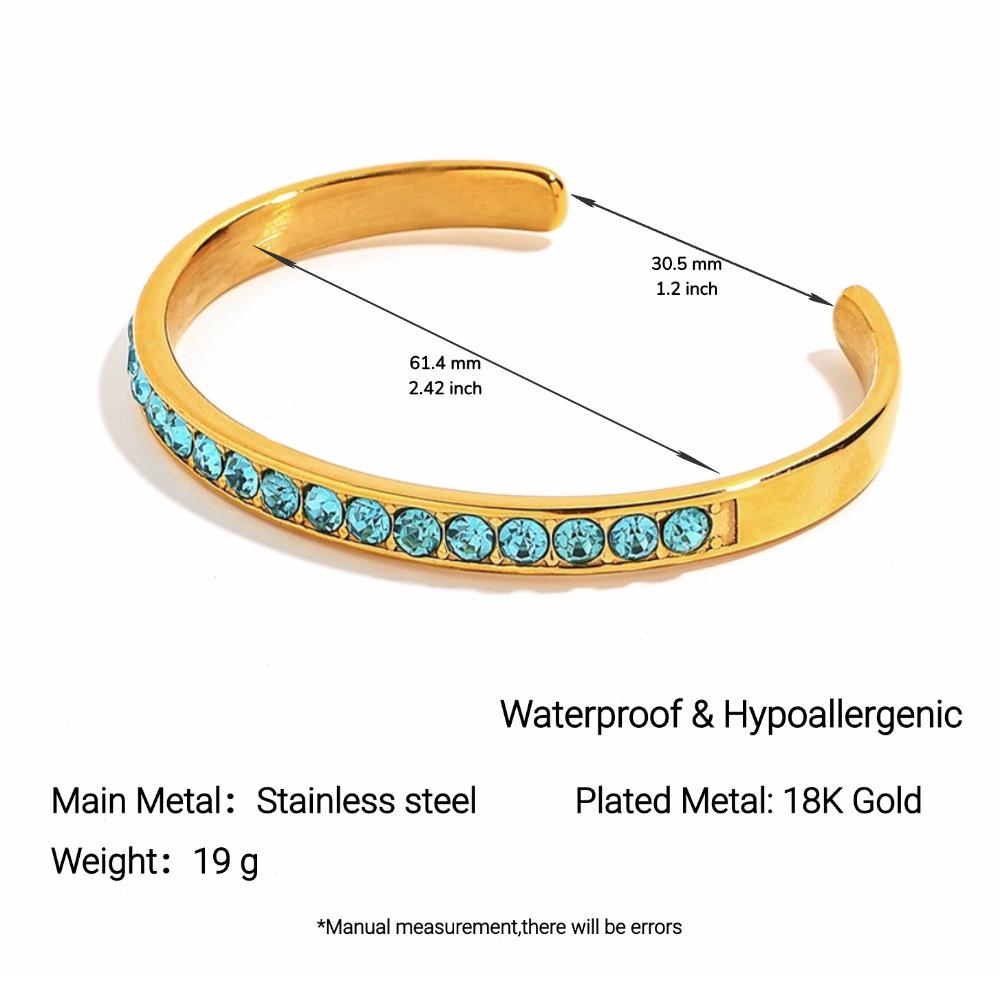Yingtai Women's Non-fading Oval Colorful Irregular Stainless Titanium Steel Bracelet, Electroplated 18k Gold, European & American Style.