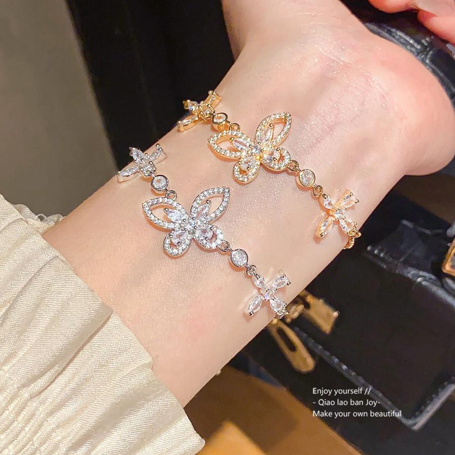 Butterfly Zirconia Bracelet For Women With Elegant Copper Design Perfect For Gift Giving