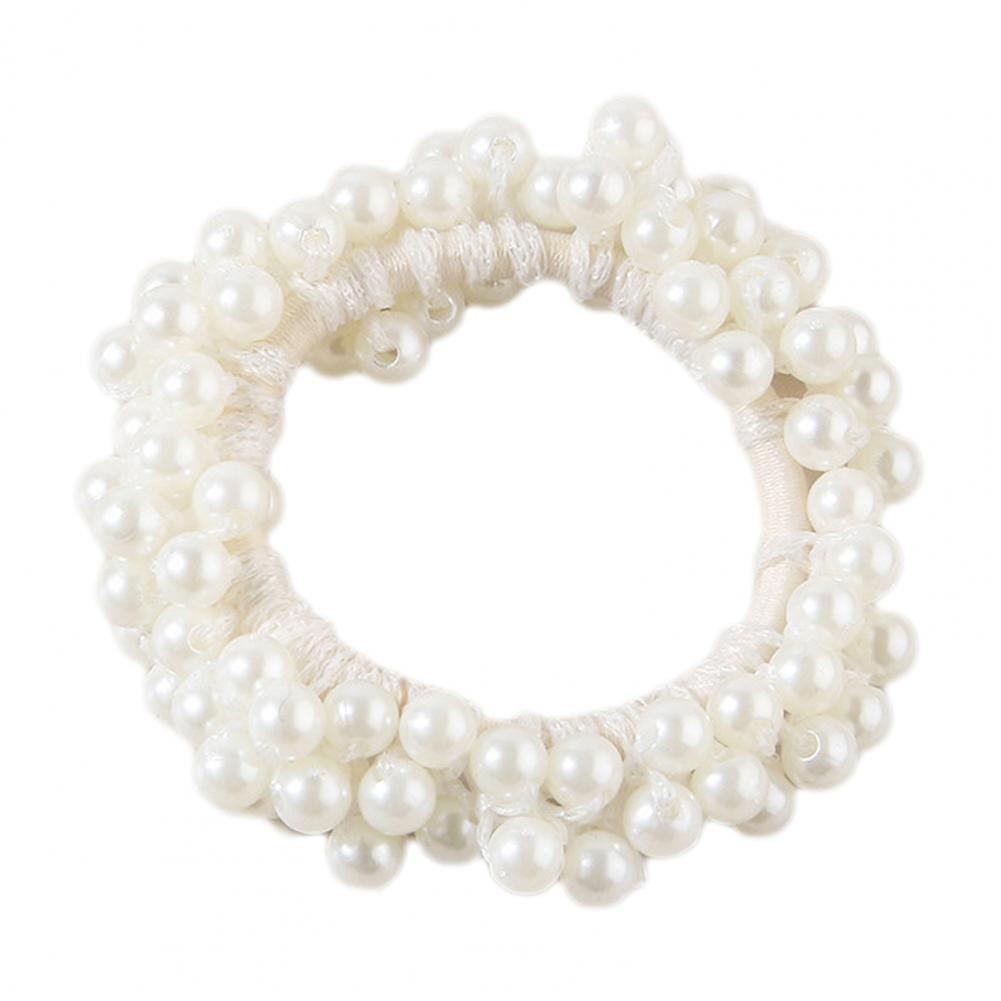 Colorful Faux Pearl Hair Rope High Elastic Rubber Band Hair Tie Women High Ponytail Holder Hair Accessory