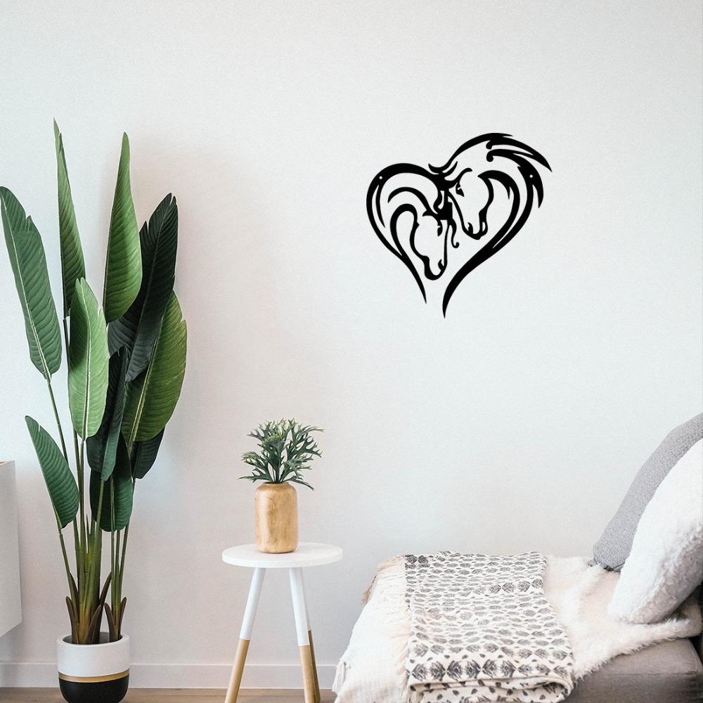 Silhouette Double Horse Head Metal Wall Art – Black Metal Wall Hanging Decor, Elegant Silhouette Art for Christmas