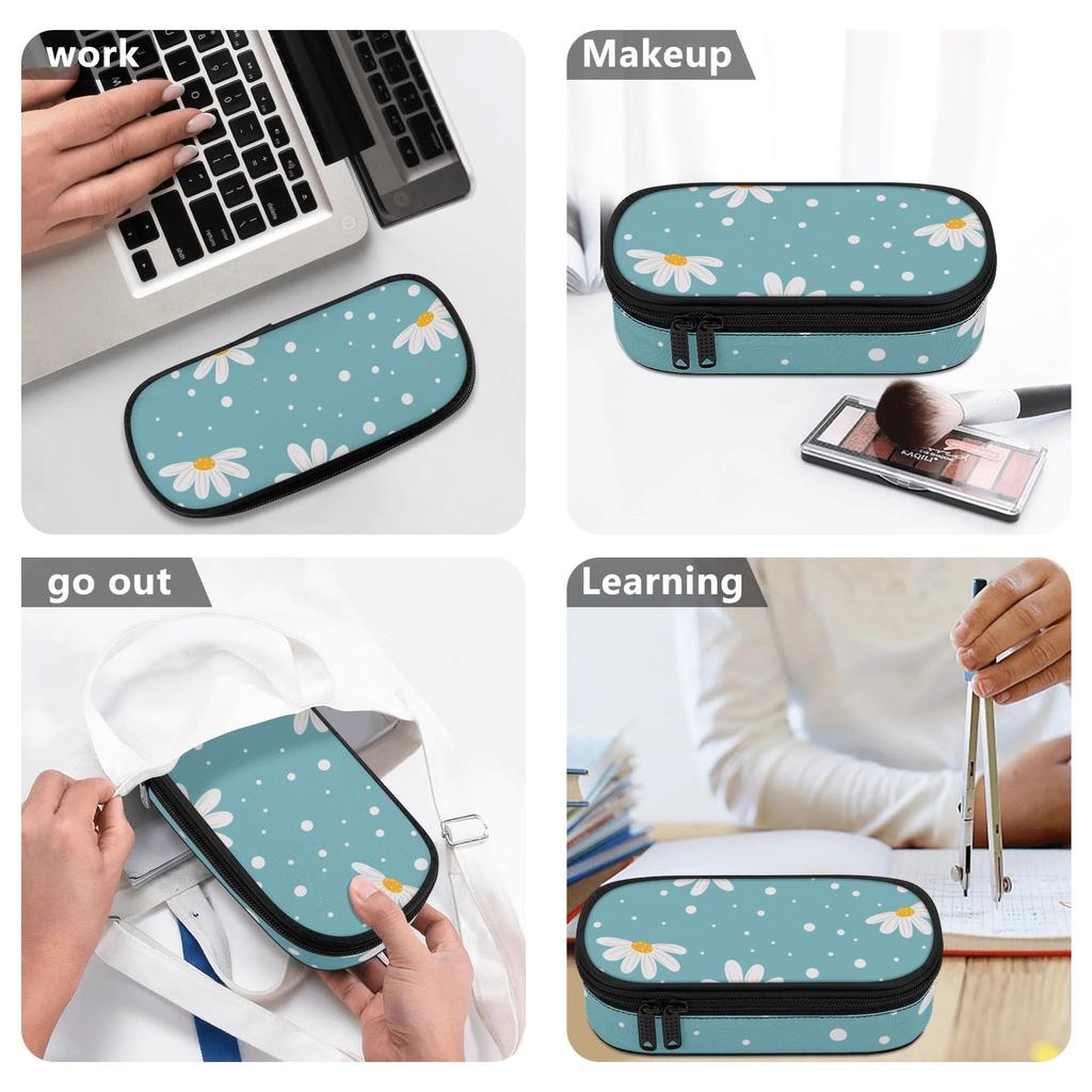 School Pencil Case High Capacity 300D Polyester Smooth Zipper with Main Pocket Mesh Layer and Removable Pen Divider for Boys Girls