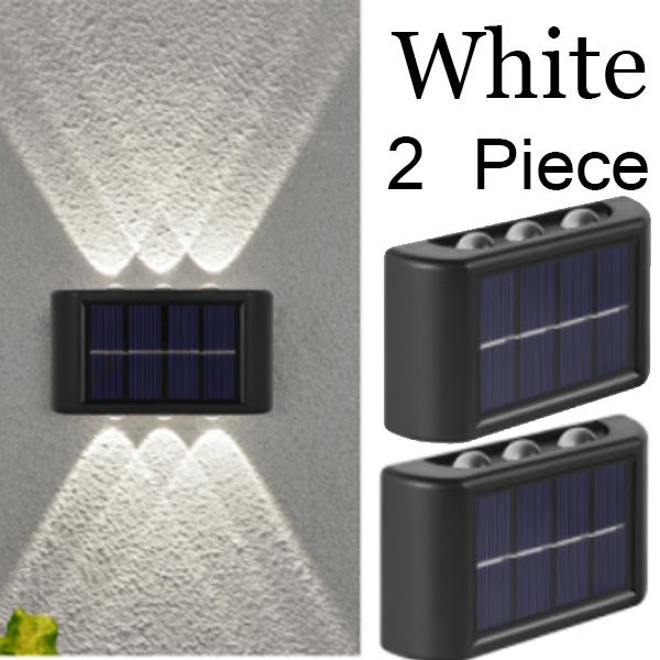 Solar Outdoor Wall Lights Led Wall Lamp Lighting External Wall Sconce Powerful White Warm White 6 led Wall Light 2PCS
