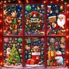 Christmas PVC Static Cling Window Stickers, Multi-Sheet Snowflake Santa Reindeer Decorations for Glass Doors and Shop Windows