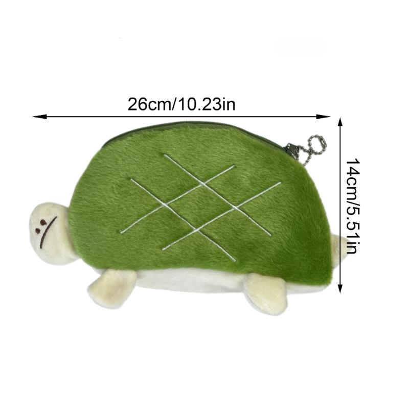 Large Capacity Pencil Pouch Cartoon Tortoise Pen Bag Plush Pencil Case Creative Pencil Bag Pen Case School Supplies
