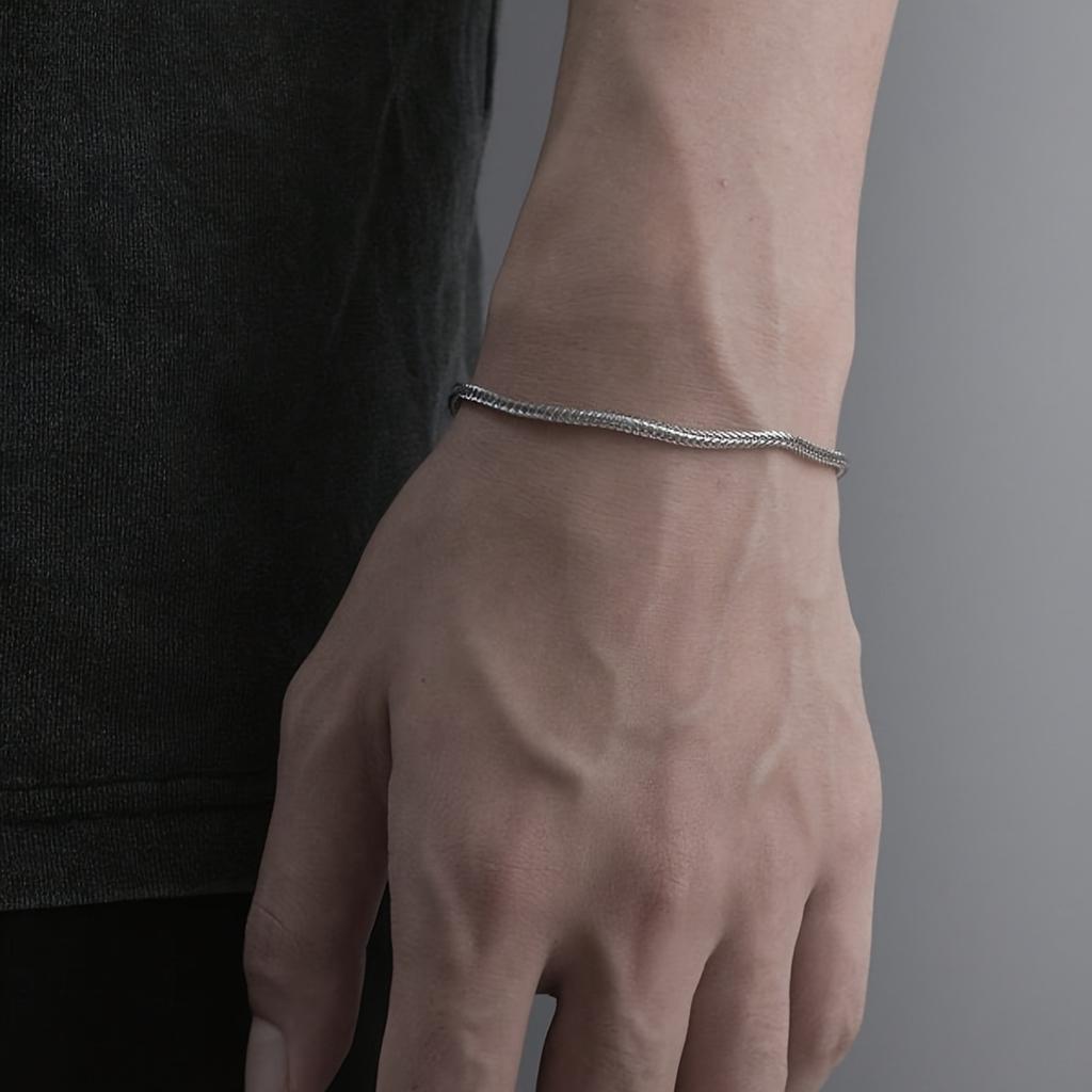 1pc Simple Fashion Chain Bracelet, Stainless Steel Jewelry, Men's Fashion Basic Bracelet, Men's Accessories, Versatile for Daily Wear,