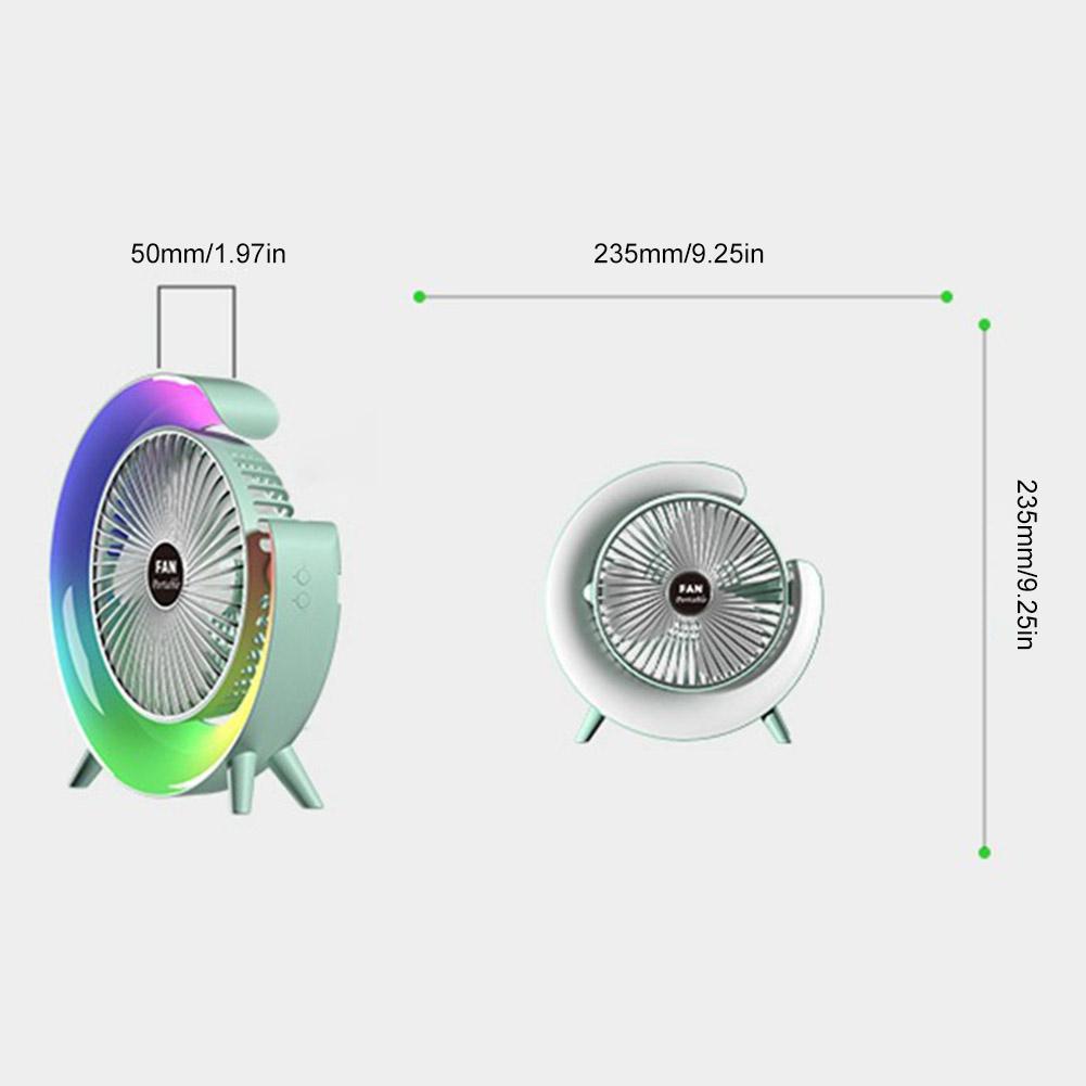 USB Personal Fan 3 Speeds Small Cooling Fan with Colorful Light Portable Table Fan for Home Office Bedroom Dorm Summer Gift