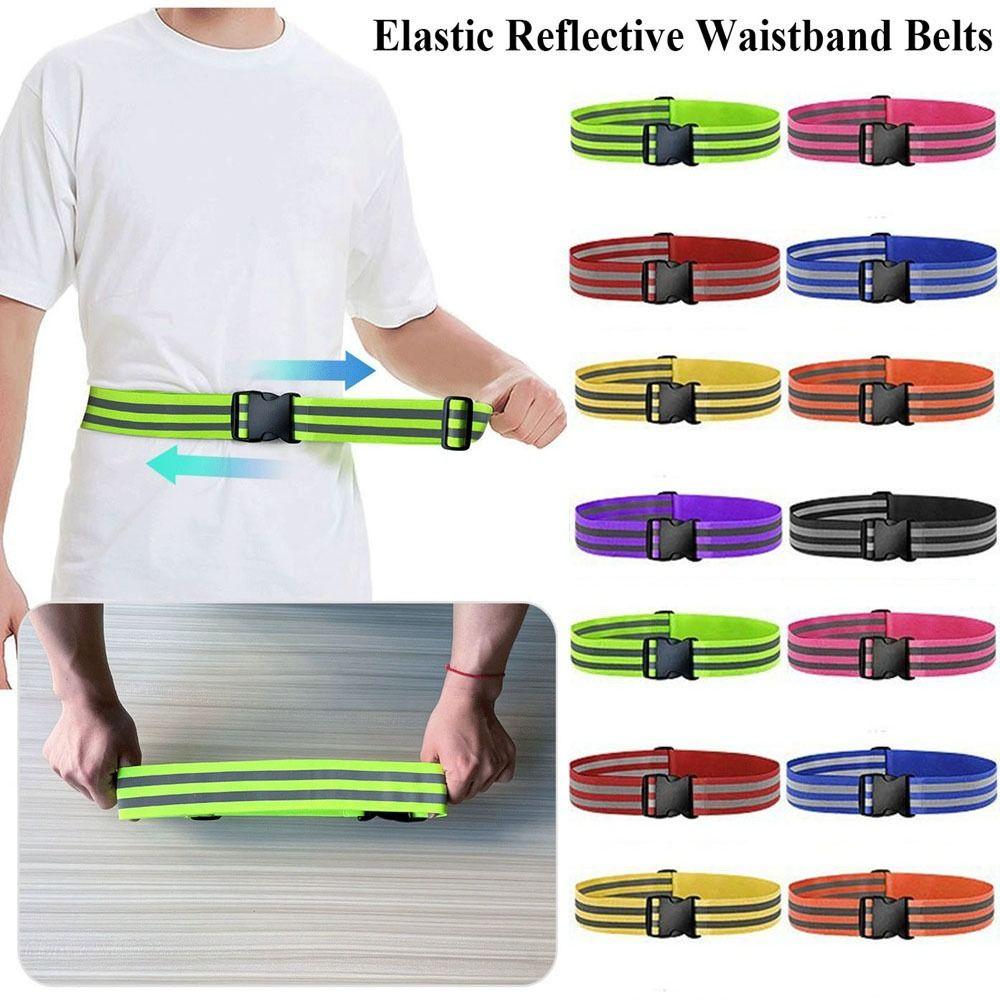 Waist Adjustable Reflective Waistband Belts 5*1*1cm Elastic Sport Safety Belts 8 Colors Running Cycling Waistband