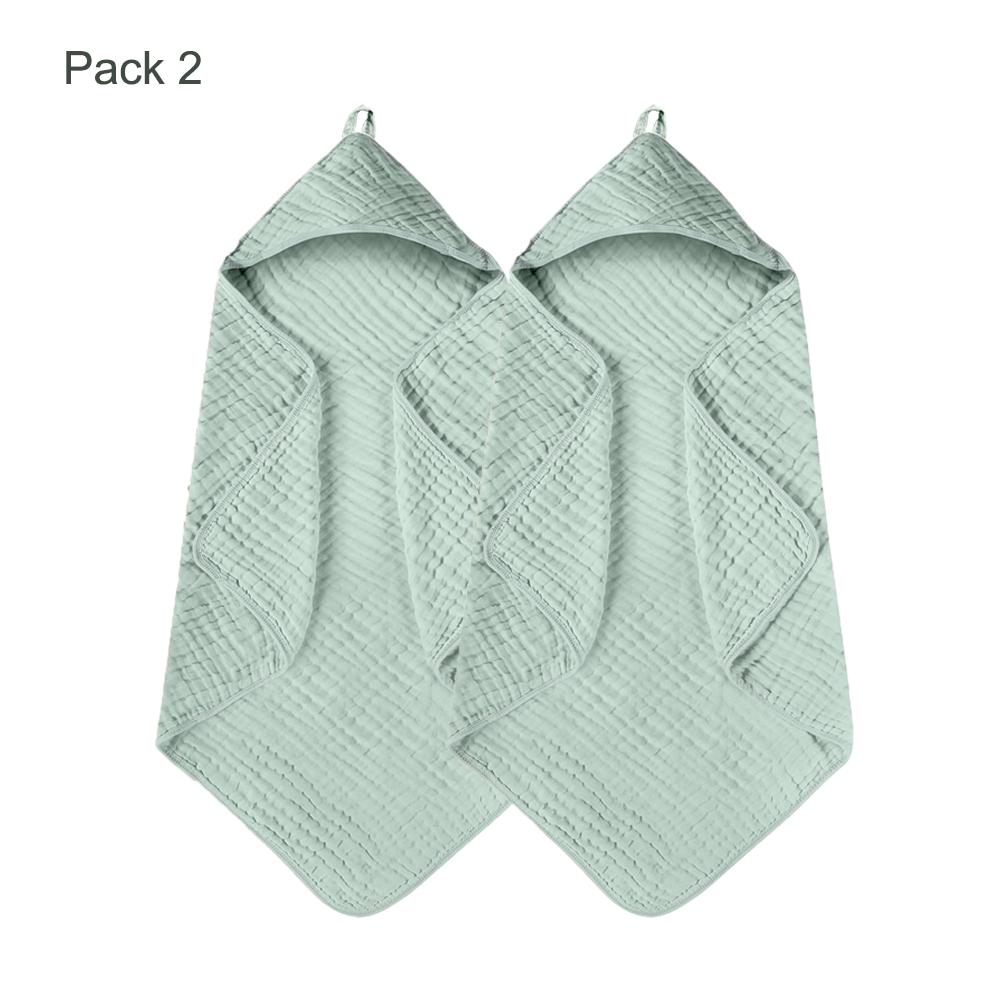 2 Pack 35*35inch Baby Bath Hooded Towels 100% Muslin Cotton Newborn Baby Bath Towel with Hood for Babies Infant Toddler and Kids