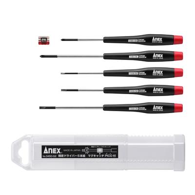 ANEX MagCatch PICO Precisionsskruvmejsel med etui, 5-delars set, Nej. 3450-S2