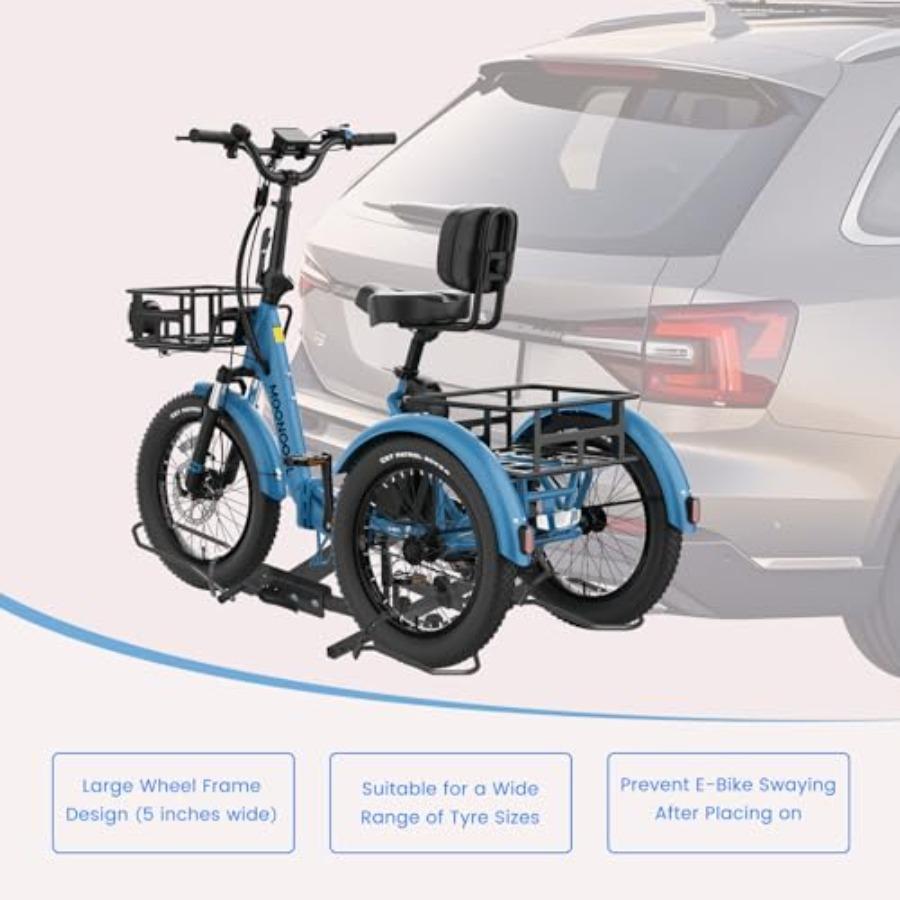 HeavyDuty Foldable Carrier Rack with 170 LBS Capacity for Trike or Electric Tricycle Hitch Mount Bicycle Platform Receiver Comp