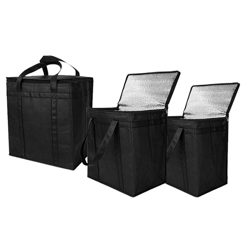A84E-3Pack Insulated Reusable Grocery Bag Food Delivery Bag With Dual Zipper