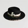 Fashion Black Men'S Summer Straw Woven Fedora Hat Panama Hat Wide Brim Summer Beach Sun Hat Playing Card Accessory