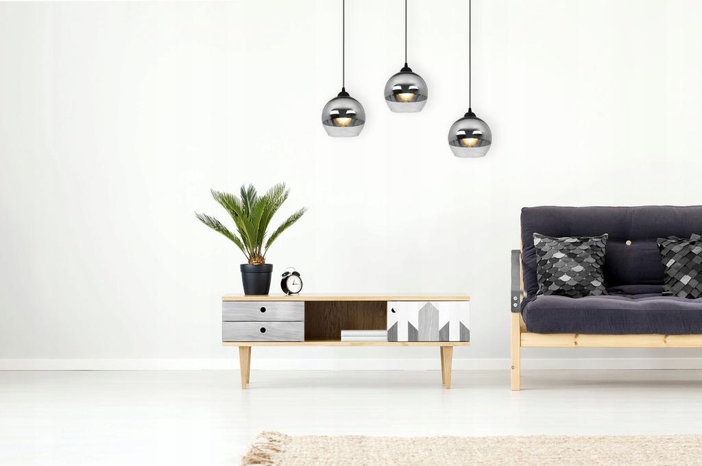 ELEGANT HANGING LAMP, GLASS LAMP, CHROME LED