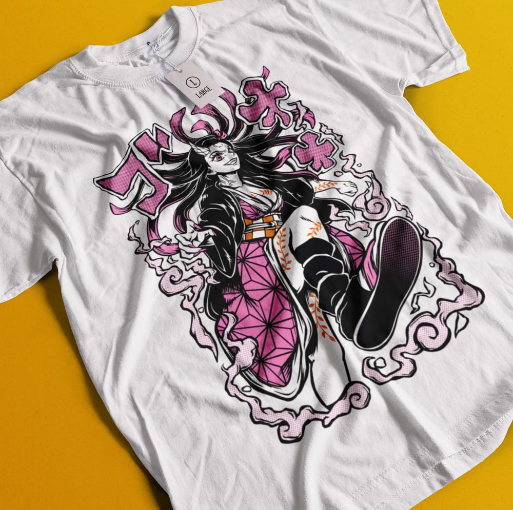 

Demon Slayer Shirt Nezuko Tshirt Tanjiro T-Shirt Muzan Doma Tee Inosuke Zenitsu L
