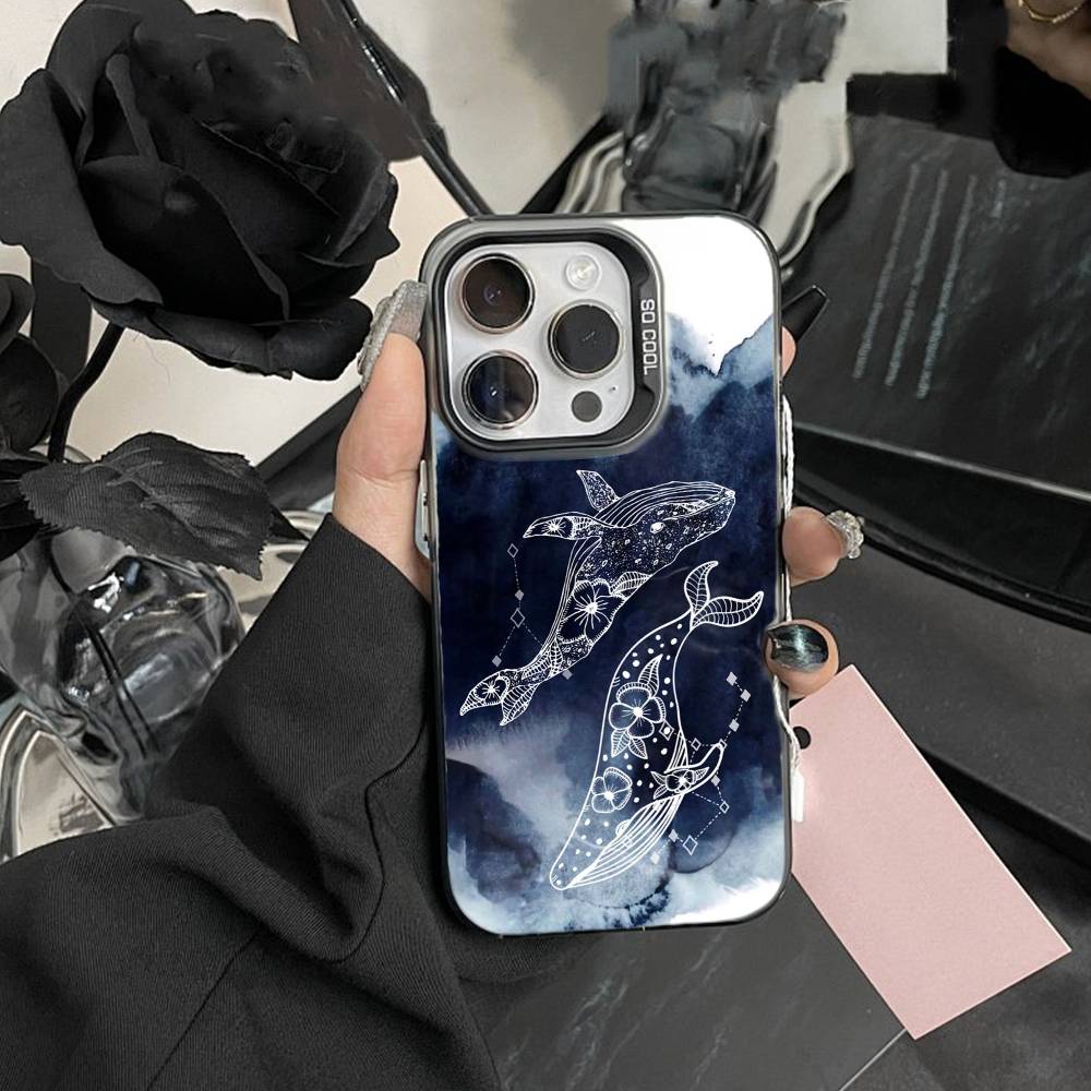 

Whale Fall Phone Case For iPhone17, 16,15,14,13,12 Pro Max Black Candy Matte Shockproof Cover iPhone17air