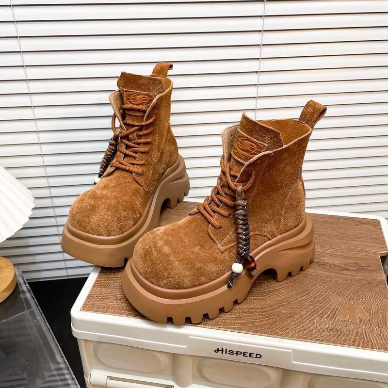 Fashion Versatile Frosted Big Head Martin Boots Women's Popular 2025 Autumn New Su Motorcycle Boots Short Rhubarb Boots Women's