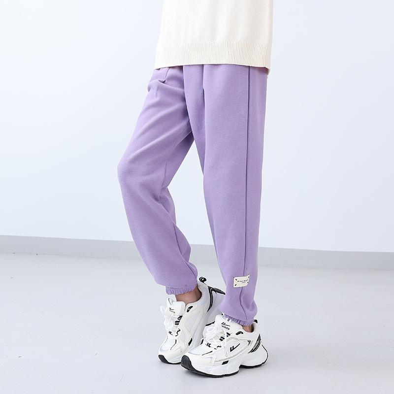 

Весна и осень Новые повседневные спортивные брюки с принтом этикеток для девочек 160cm фиолетовый