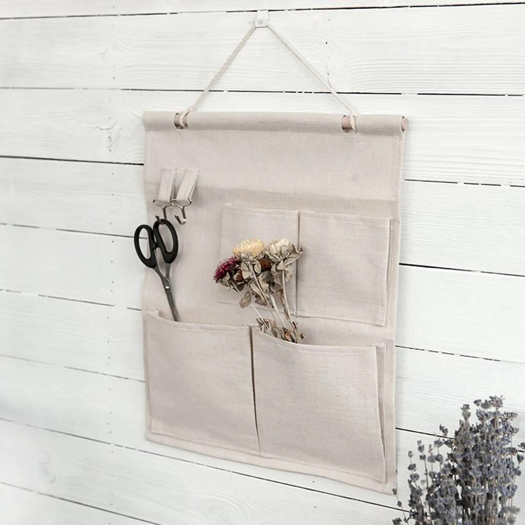 4/7 Pockets Cotton Wall Hanging Storage Bag Multilayer Closet Door Closet Storage Bag Organizer Home Cosmetics Toys