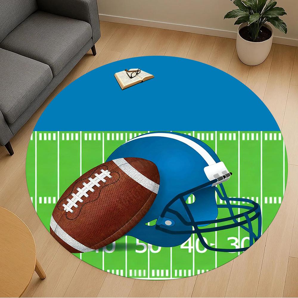 1PC football helmet Office Round Area Rug, Under Office Chairs Bedroom Living Room Home Decor,Carpet for Office, -1110256