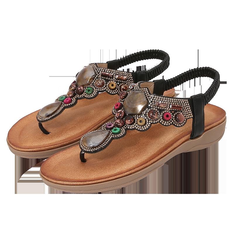 

Fashion Summer Elegant Women Plus Size Shoes for Women 36-42 Clip Toe Rhinestone Platform Wedges Comfortable Sandals Beach Footwear 42 чёрный