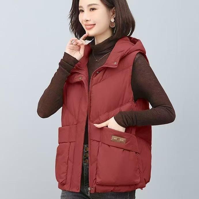 Down Vest Women Wear Autumn and Winter New White Duck Down Thickened Middle-aged Vest Vest Vest Jacket