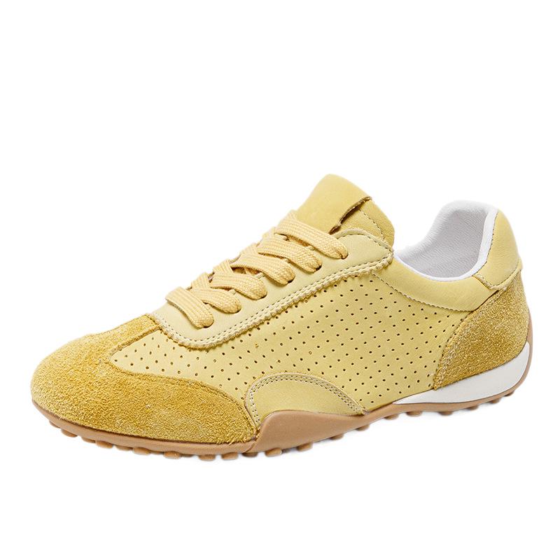Women's Summer Cowhide German Training Shoes - Breathable, Comfortable, Lace-up, Soft Sole, Versatile Casual Sports Sneakers